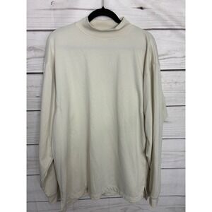 FootJoy Mens XL Golf Mock Neck Long Sleeve Shirt Cream Off White Performance FJ‎